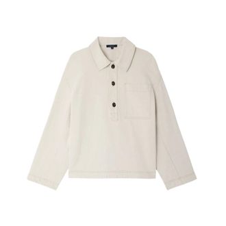 SOEUR Polo Shirts, female, White, Size: M Austin Denim Oversized Shirt