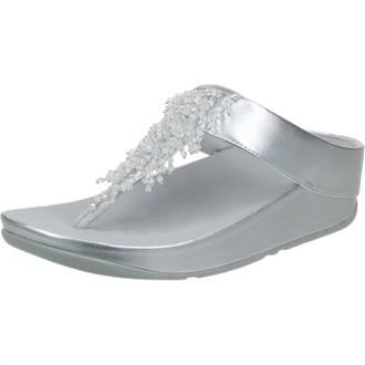 FitFlop Womens Rumba Beaded Toe-Post Sandals In Silver