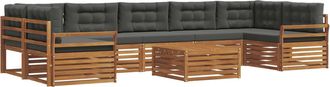 vidaXL Conjunto De Sof&aacute;s De Exterior 8 Uds. Natural Y Antracita Vidaxl