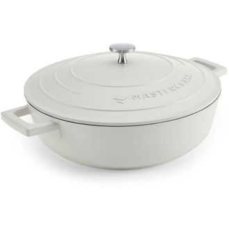 MasterClass MasterClass Casseruola profonda poco con coperchio, 4 L/28 cm, alluminio leggero in fusione, adatta per induzione, forno e fornelli, color crema