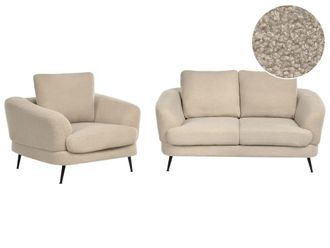 Beliani Conjunto de sof&aacute;s 3 personas de tejido beige