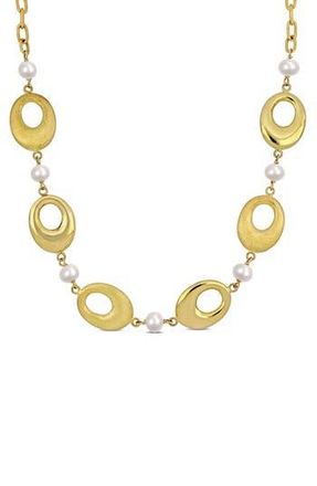 Delmar 6-7mm Cultured Freshwater Pearl Oval Link Necklace in White at Nordstrom Rack