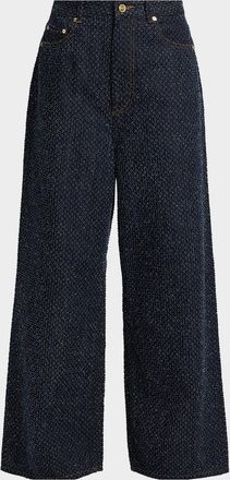 Ganni Baggy Tweed Denim Jeans
