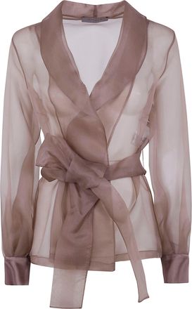 D.exterior D. EXTERIOR Organza Silk Belted Jacket