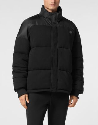 Plein Sport Hybrid Jersey Puffered Jacket Ls Men in Black at Nordstrom, Size Xxx-Large