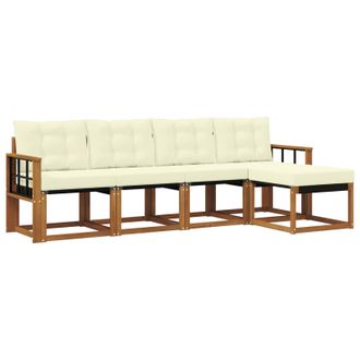 vidaXL Conjunto De Sof&aacute;s De Exterior Con Coj&iacute;n 5 Pcs Natural Y Crema Vidaxl