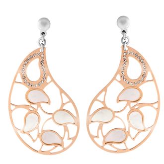 Orphelia Womens Ladies Embellished Lana 925 Sterling Silver Drop Earrings - and Rose Gold - One Size