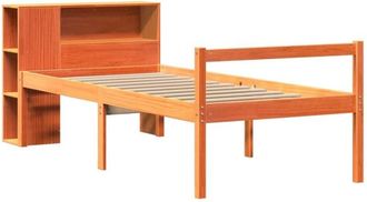 vidaXL Cama Con Estanter&iacute;a Sin Colch&oacute;n Madera Maciza Marr&oacute;n 75x190 Cm Vidaxl