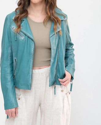 Mauritius Christy Star Leather Jacket In Sea Green