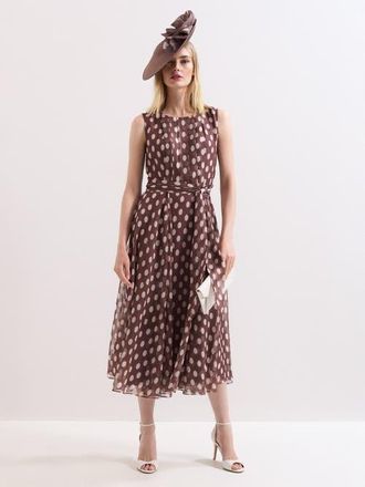 Phase Eight Lucinda Midi Spot Dress in Latte at Nordstrom, Size 10