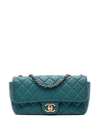 Chanel 2014 CC Quilted Lambskin East West Single Flap shoulder bag - Blauw