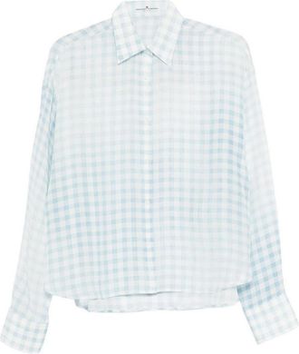 Ermanno Scervino Light Blue Checked Silk Shirt