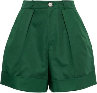 Dice Kayek high-waist wide-leg shorts - women - Cotton - 38 - Green