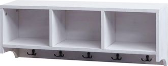 Hhg Hhg - Nunca Usado] Estanter&iacute;a De Pared 412, Perchero Perchero De Pared Estanter&iacute;a, 3 Compartimentos 5 Ganchos 30x80x20cm Madera, Blanco, Shabby