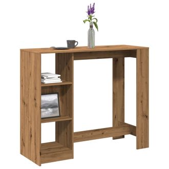 Berkfield Home Bar Table with Shelf Artisan Oak 124x46x103.5 cm Engineered Wood in Brown