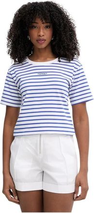 Twinset T-shirt met horizontale strepen - Dames - T-shirts - Blauw - XS - Katoen - Tops