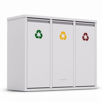 Klarstein Klarstein Ordnungsh&uuml;ter 3 - Cestino dei rifiuti da 45 litri, 3 contenitori per la raccolta differenziata, installazione a parete