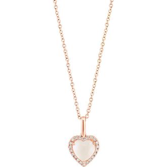 Effy Rose Quartz & Diamond Heart Pendant Necklace - 0.08ct. in Pink at Nordstrom Rack
