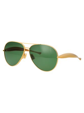 Bottega Veneta Unisex Sunglasses Bv1305s Gold-Green Metal Gold-Gold-Green Gold/gold/green