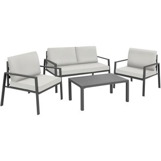TecTake G&ouml;teborg Seating Set with Table in Light Grey | Size: 4 Person