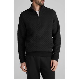 Tommy John Quilted Quarter Zip Top in Black at Nordstrom, Size Medium