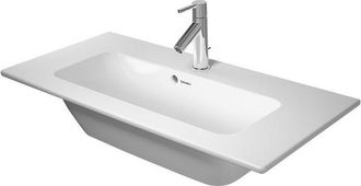 Duravit Lavamanos Duravit Me By Starck Compacto 83x40cm, 2 Agujeros Para Grifos, Rebosadero, Con Banco Con Agujeros Para Grifos, Color: Blanco Con Wondergliss