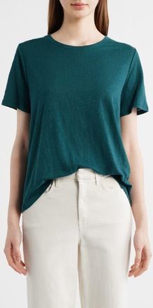 Eileen Fisher Organic Linen Crewneck T-Shirt in Kelp at Nordstrom, Size X-Large