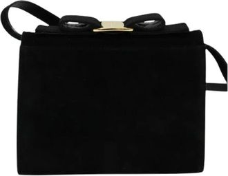 Ferragamo Pre-owned Shoulder Bags, female, Black, Size: ONE SIZE Pre-owned Suede Shoulder Bag