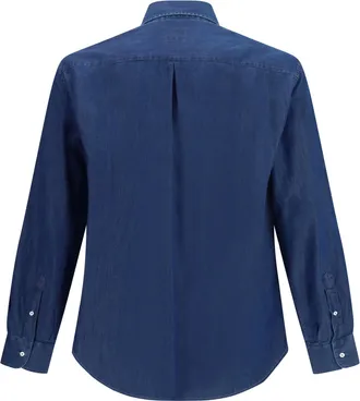 Brunello Cucinelli Mens Lightweight Denim Shirt Scuro Cotton