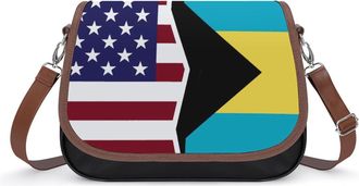 Generic US & Bahamas Flag Fashion Womens Crossbody Bags Novelty Handbag Shoulder Bag Purse
