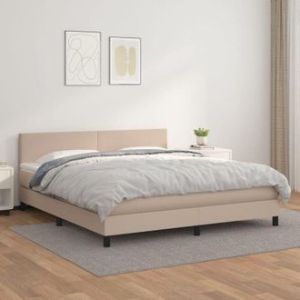 vidaXL Vidaxl - Cama Box Spring Con Colch&oacute;n Cuero Sint&eacute;tico Capuchino 160x200cm