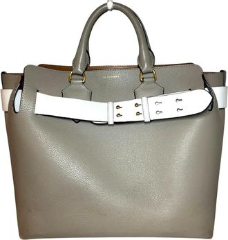 Burberry Grayish Leather Tote Bag (Pre-Owned)