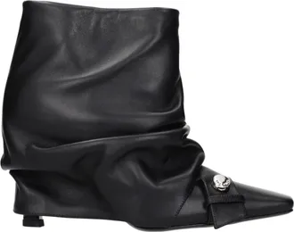 The Attico Black Leather Ankle Womens Boots