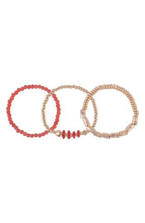 Rachel Roy Set of 3 Beaded Stretch Bracelet in Orange at Nordstrom Rack