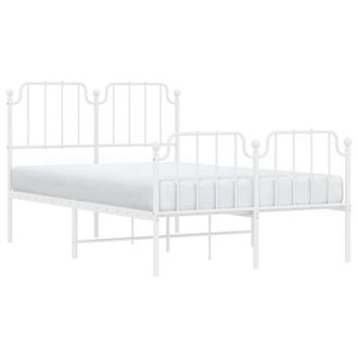 Berkfield Home Metal Bed Frame with Headboard & Footboard White 120x200 cm | Size: Small Double