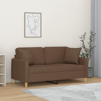 vidaXL Sof&aacute; De 2 Plazas Con Cojines Tela Marr&oacute;n 140 Cm Vidaxl