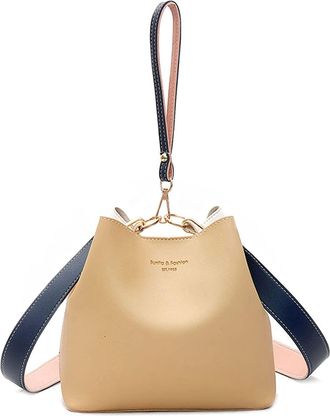 Nicole & Doris Womens Handbags Simple Shoulder Bag Designer Fashion Tote Bag Shopping Bags PU Leather Bucket Bags Ladies Daily Bag Khaki