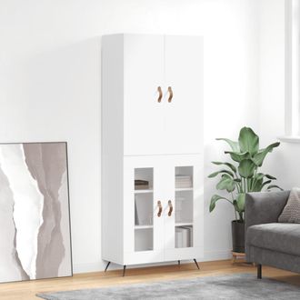 vidaXL Aparador Alto Madera Contrachapada Blanco 69,5x34x180 Cm Vidaxl