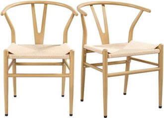 Yaheetech Set 2 Sedie Sala da Pranzo Moderne con Braccioli Portata 150 kg Beige - Yaheetech