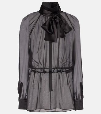 Dolce & Gabbana Blusa in chiffon di seta con fiocco