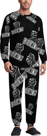 Generic Boxing Boxer Mens Pajamas Set 2 Piece Crewneck Tops Sleep Pants with Pockets Sleepwear Loungewear