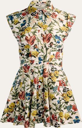 Alice & Olivia Kim Paneled Floral Mini Shirtdress