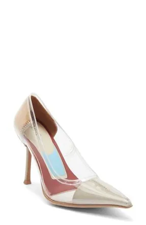 Jeffrey Campbell Behold Clear Pointed Toe Pump in Clear Beige Combo at Nordstrom Rack, Size 8.5