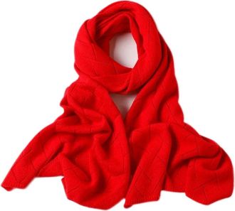 Generic Soft Lightweight Cashmere Scarf Women Short Knitted Warm Winter Neck Protection Hollow Out Versatile Wrap(Red)