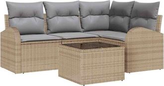 vidaXL Garden Sofa Set 5 pcs Beige and light Grey Poly Rattan vidaXL