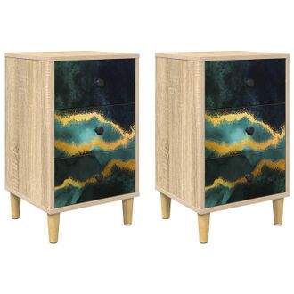 vidaXL Mesa De Noche Wijhe 2 Uds. Roble Sonoma 36 X 33 X 60 Cm Vidaxl