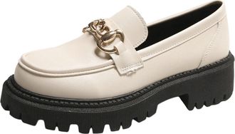 Generic Womens Loafers Wide Width Chunky Shoes Smart Solid Color Versatile Non-Slip Breathable Classic Comfortable Casual Loafer Shoes Work Party White