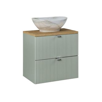 Petits Meubles Mueble lavabo 2 cajones estratificado Verde marr&oacute;n