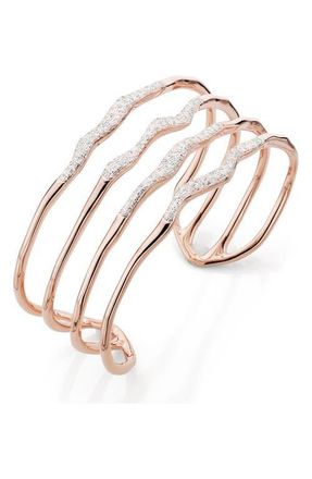 Monica Vinader Riva Openwork Diamond Wrist Cuff in Rose Gold at Nordstrom