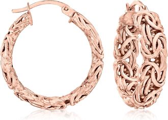 Ross-Simons 18kt Rose Gold Over Sterling Small Byzantine Hoop Earrings